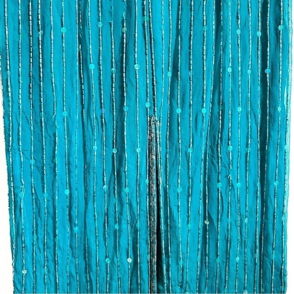Laurence Kazar Teal Beaded Silk Vintage Formal Evening Dress sz Small - Picture 15 of 16